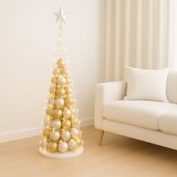 thumbnail of Deko-Baum HWC-O91, Weihnachtsbaum Schmuckbaum Weihnachtsdeko Christbaum zum Beschmücken, Metall 160cm ~ weiß