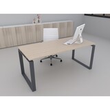 thumbnail of Oficit. Mesa de oficina y hogar. Estructura Marco Cerrado gris grafito, con tablero haya. Fabricado en España. Medidas: 160x80cm (largo x ancho)