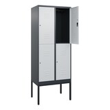 thumbnail of C+P Spind Classic PLUS, Gestell, 4 Abteile, HxBxT 212x80x50cm, Zylinderschloss, Anthrazit/Hellgrau von PROREGAL