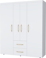 thumbnail of Roupeiro Bariloche em melamina com 4 portas, 4 prateleiras, 3 suportes para roupa e 2 gavetas , branco, 177.9 cm X 150.3 cm X 50.4 cm
