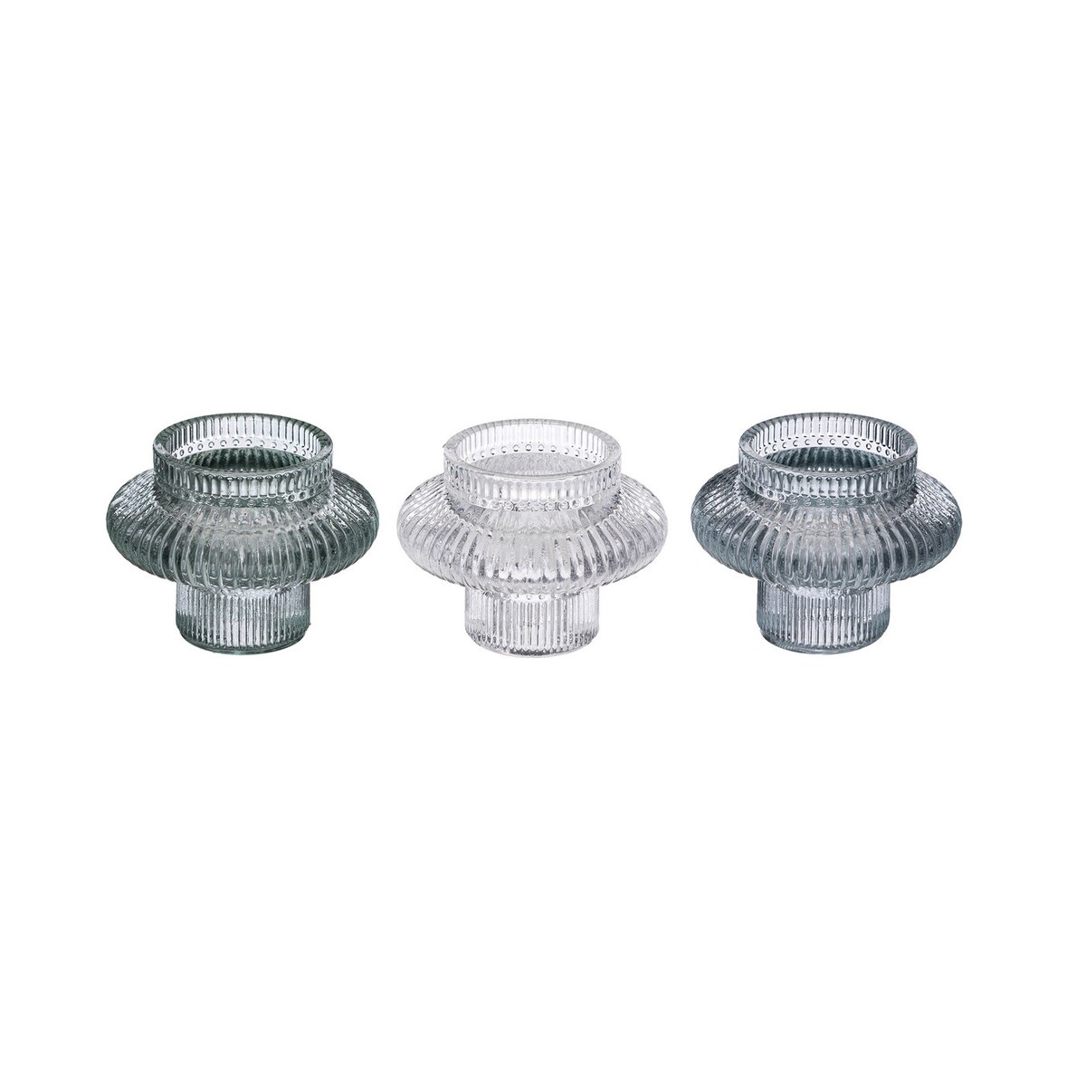 Lot de 3 Bougeoirs Chandeliers en Verre