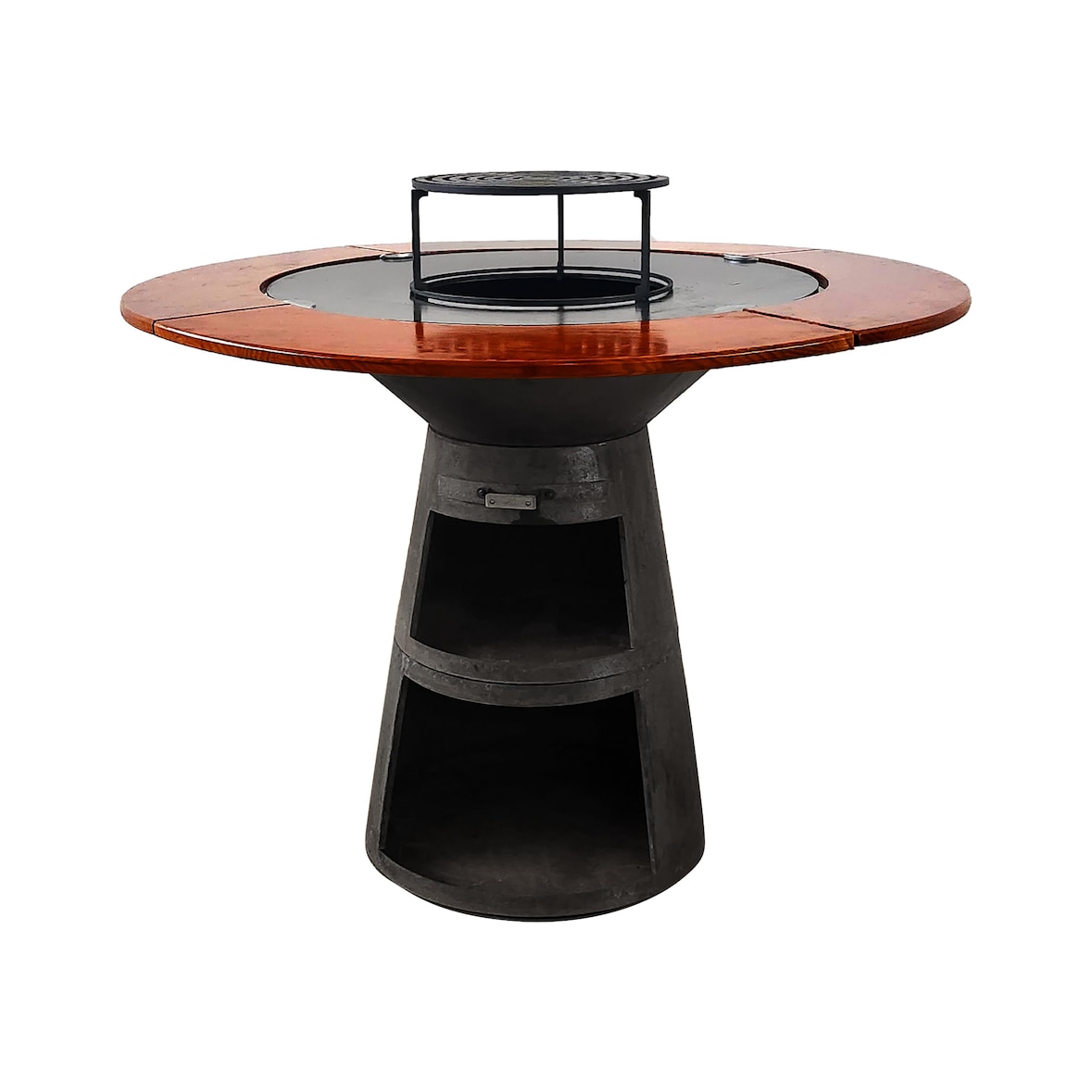 PURLINE Barbecue rond avec plaque en acier, grille et plateau en bois EFP59B WOOD