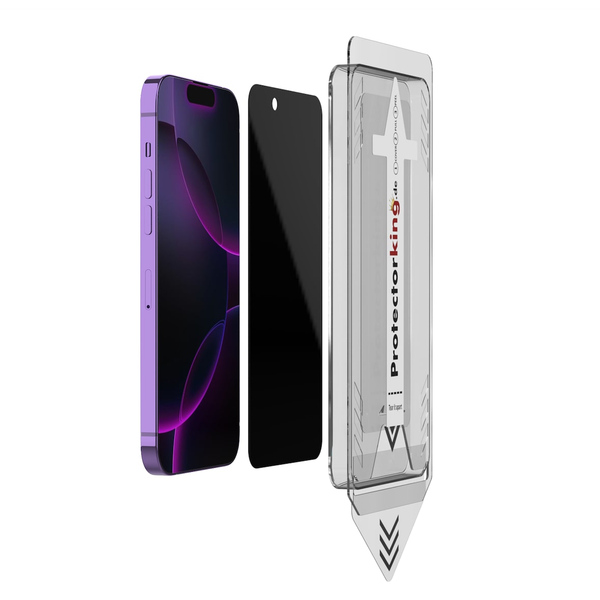 1x Blickschutz 9H Panzerglas für iPhone 15 3D KLAR PRIVACY ANTI-SPY Staubfreie Installation echtes Tempered Panzerhartglas Schutzglas Screen-Protector