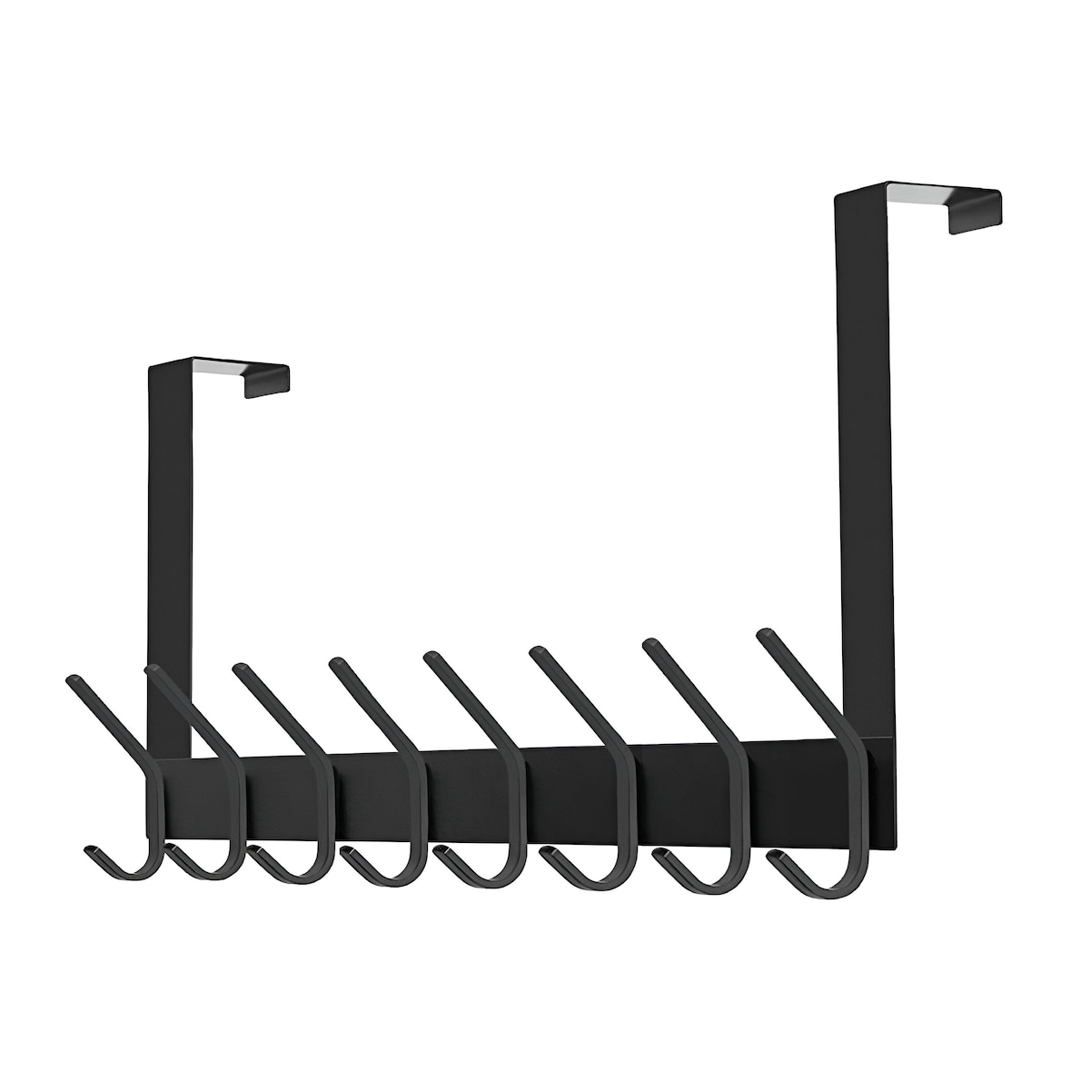 TOJ Living Perchero para puerta – 16 ganchos – 58 cm – acero inoxidable – negro mate – sobrepuerta