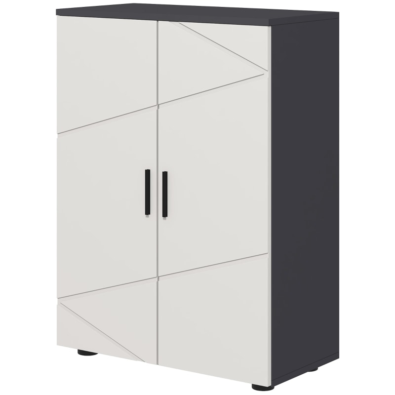 Badezimmerschrank 60x30x82 cm mit Doppeltür und verstellbaren Regalböden Grau, Holz, klarer Look für Bad und Wohnbereich