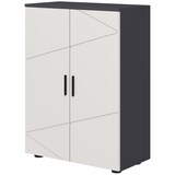 thumbnail of Badezimmerschrank 60x30x82 cm mit Doppeltür und verstellbaren Regalböden Grau, Holz, klarer Look für Bad und Wohnbereich