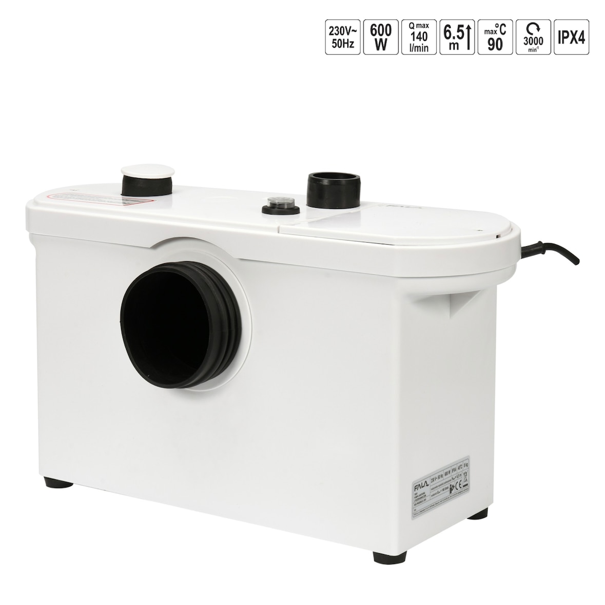 Stacja podnoszenia toalet, pompa ściekowa do prysznica i umywalki z rozdrabniaczem 600W