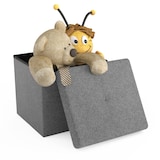 thumbnail of Intirilife Faltbare Sitzhocker 38x38x38 cm in FELS GRAU - Sitzwürfel Fußhocker Aufbewahrungsbox mit Stauraum und Deckel aus Stoff mit Mulden