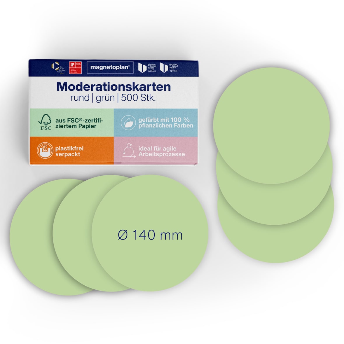 Magnetoplan Moderationskarten Grün rund 140mm 500St