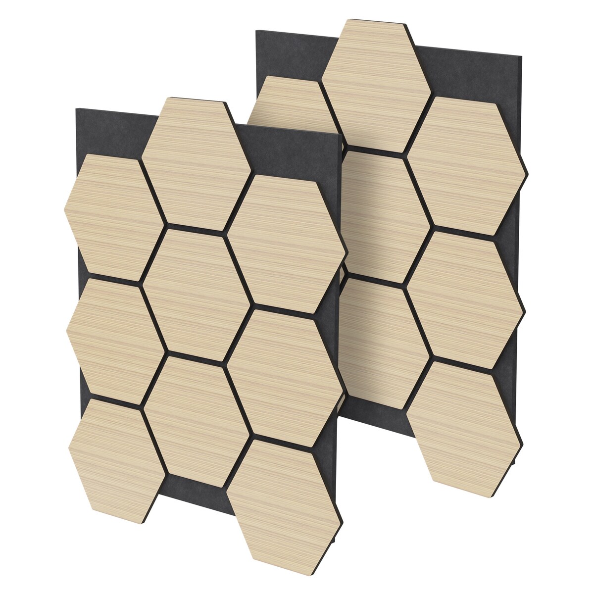 ML-Design 2er Set Akustikpaneele 66x81x2 cm 1 m² Eiche MDF Hexagon Holzoptik Schalldämmung Wandpaneele Büro Studio Akustik
