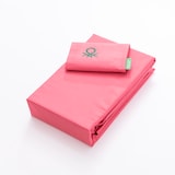 thumbnail of Benetton - Conjunto de cama de solteiro de 3 peças: lençol plano (160x280cm), lençol justo (90x200cm), 1 fronha (50x85cm) 100% algodão rosa