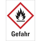 thumbnail of Aufkleber Gefahrstoffetiketten - Flamme (GHS02) & Signalwort "Gefahr" - 105 x 148 mm Folie selbstklebend