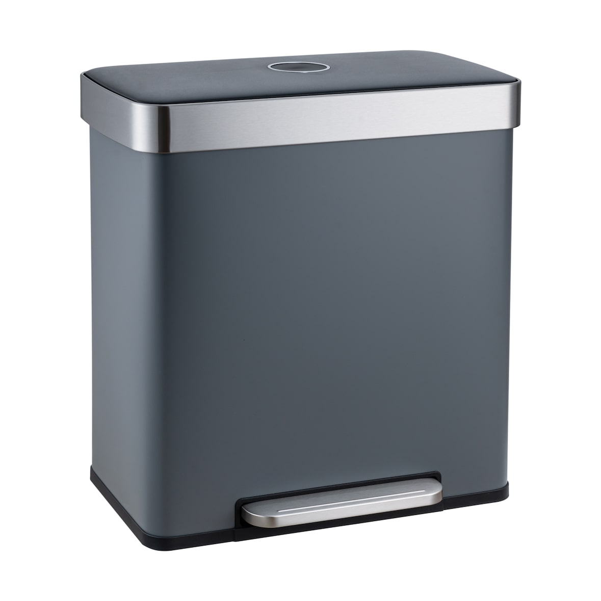 SVITA LT2X30 Mülleimer 60l Treteimer Tretmülleimer Abfalleimer 2 Fächer freistehend mit Deckel inkl. Inneneimer Grau