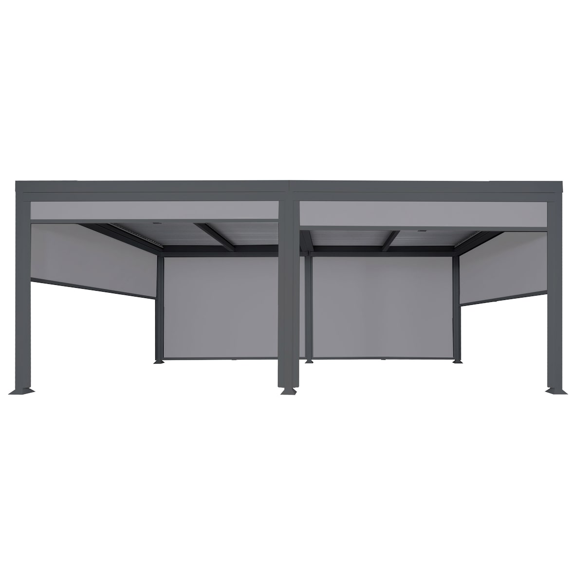 Pergola en aluminium HWC-L41 avec 6x parois latérales, pavillon à lamelles, structure métallique stable de 8cm 3x6m ~ anthracite