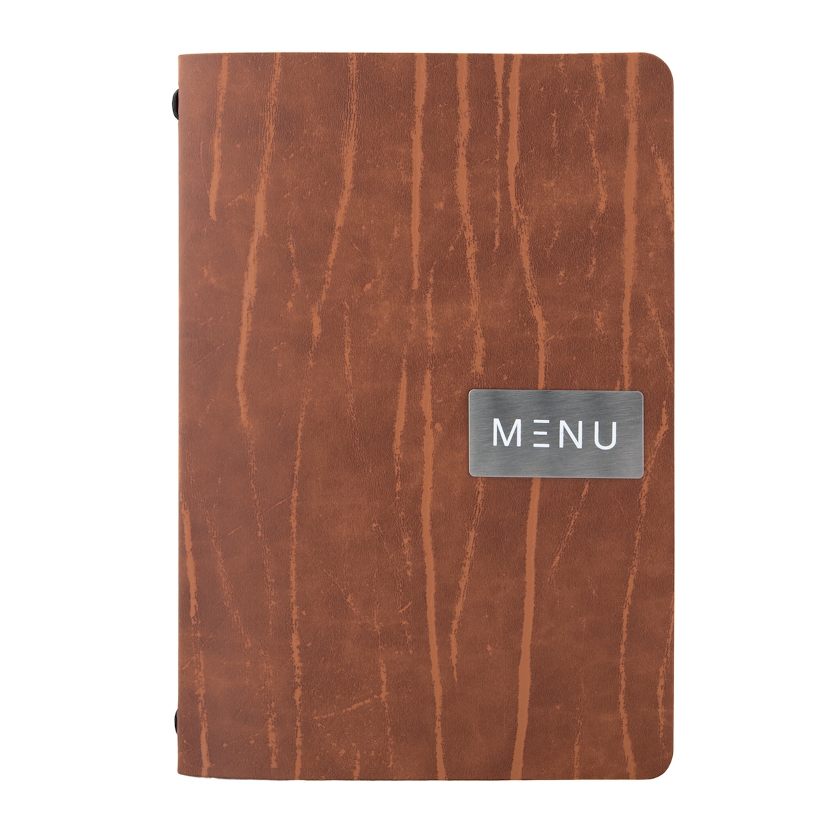 Securit® Menukaart A5 "Leather" - Bruin - Lijn "Ruga" - 100% ecologisch leder - Plaatje "Menu" + blanco plaatje inbegrepen - 4 zijden