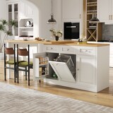 thumbnail of Bartische MDF Weiß 120-200x40x76 cm ausziehbar mit Schublade, Türfach und herausziehbarem Abfallbereich