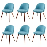 thumbnail of Set van 6 eetkamerstoelen HWC-D53, stoel keukenstoel, retro jaren 50 design fluweel ~ turquoise