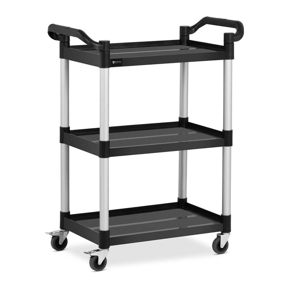 Helloshop26 - Carrello servizio cucina 3 vassoi su ruote - 63 x 40 cm - 90 kg - Nero 14_0000940