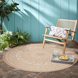 thumbnail of Teppich Outdoor Vintage Wetterfest Waschbar Strapazierfähig Balkon Terrasse Küche OEKO-TEX Rund Beige 120x120 cm – LOCARNO von Kadima Design