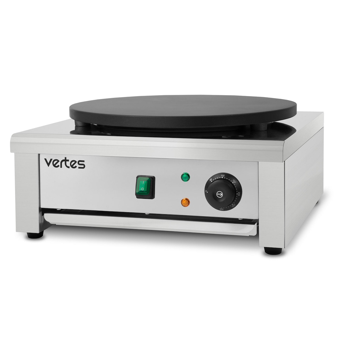 VERTES Crepes Maker Placa Crepes Eléctrico de Acero Inoxidable con Placa de 40 cm (3000W, Antiadherente, Temperatura Regulable 50–300°C)