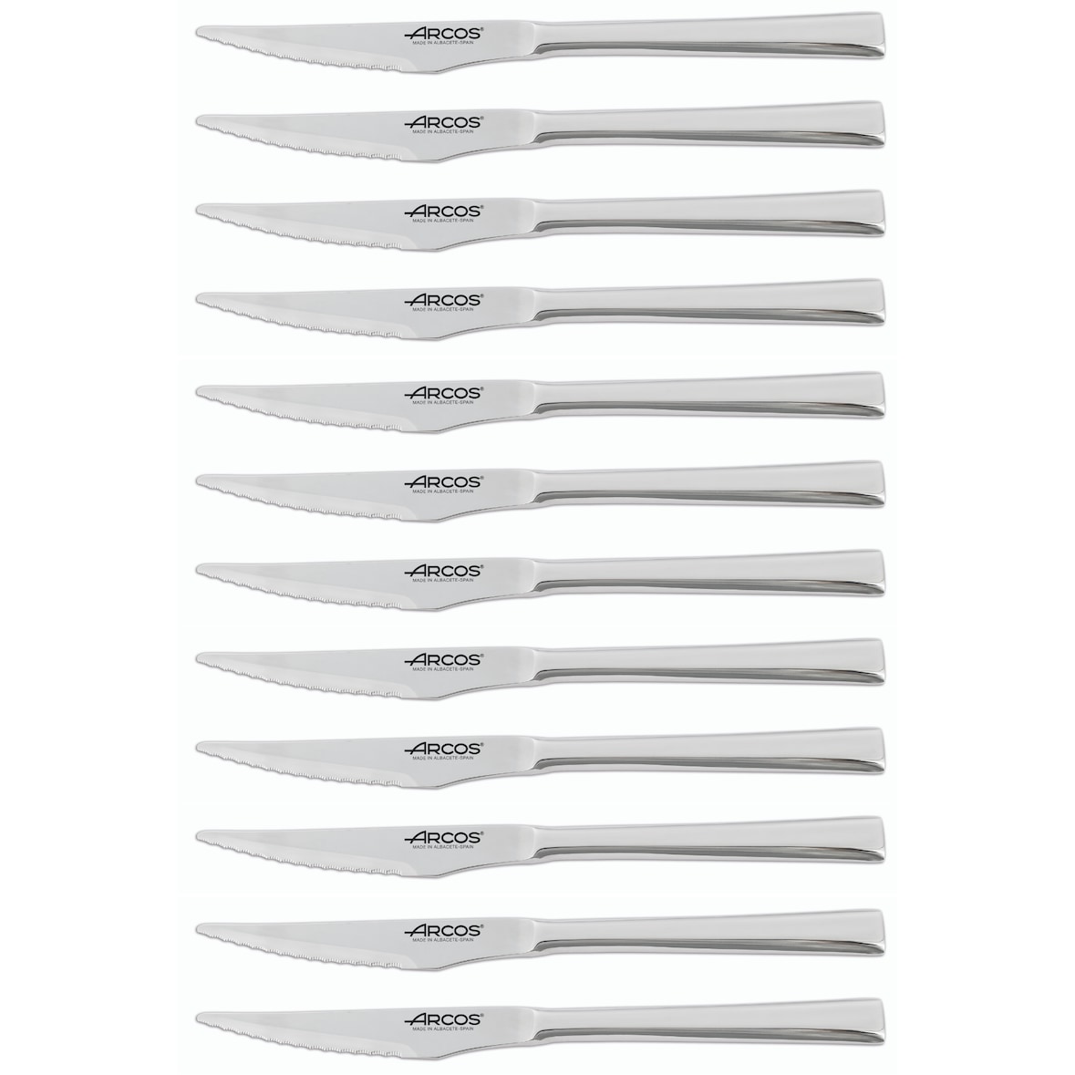 Arcos Serie Capri - Box 12 Stück Steakmesser - Monoblock aus einem Stück Edelstahl 110 mm Farbe Silber (12 pcs)