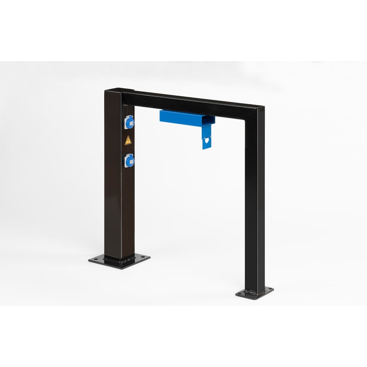 E-Bike-Ständer/Ladestation für E-Fahrräder, aus Stahl, feuerverzinkt + schwarz pulverbeschichtet, L 80 x H 80 cm, 2 x 230 V Anschluss, mit Ladebox