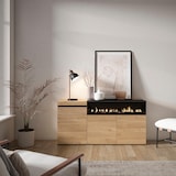 Credenza, Mobile, Cucina, Madia, mobile ingresso, 200x35x75cm, 4 Porte, grande stoccaggio, Stile moderno, Rovere e nero _ 63_9