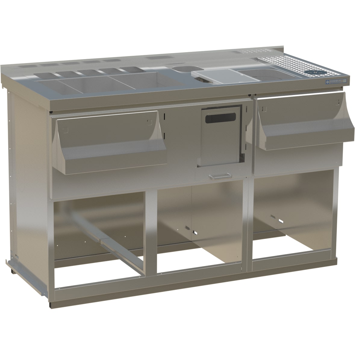 HAGOLA Cocktailstation Hinz 2, offen, Edelstahl, 1510 x 980 x 660 mm (BxHxT)