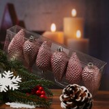 thumbnail of Christbaumschmuck Baumschmuck Tannenzapfen bruchfest glitzernd H: 8cm rosa 6St.