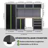 thumbnail of Werkstattwand 13-tlg. modulares Werkstattschranksystem aus Stahl mit massiver Holzarbeitsplatte grün