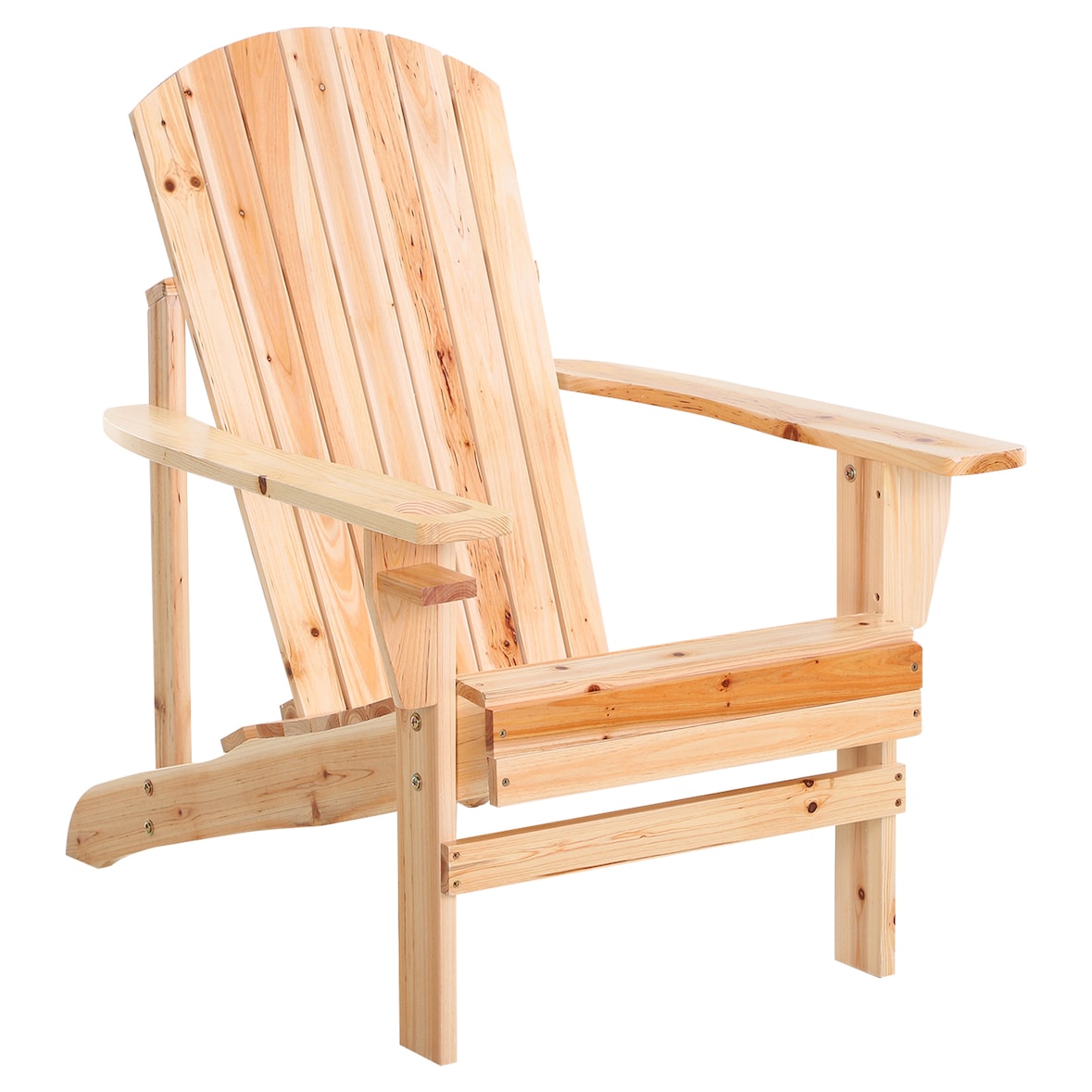 Silla Adirondack de madera silla de jardín con reposabrazos y respaldo alto para terraza balcón exterior 72x95x93 cm natural