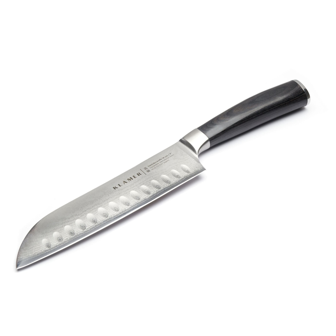 KLAMER Premium Santoku Damastmesser echter japanischer Stahl 18 cm Kochmesser
