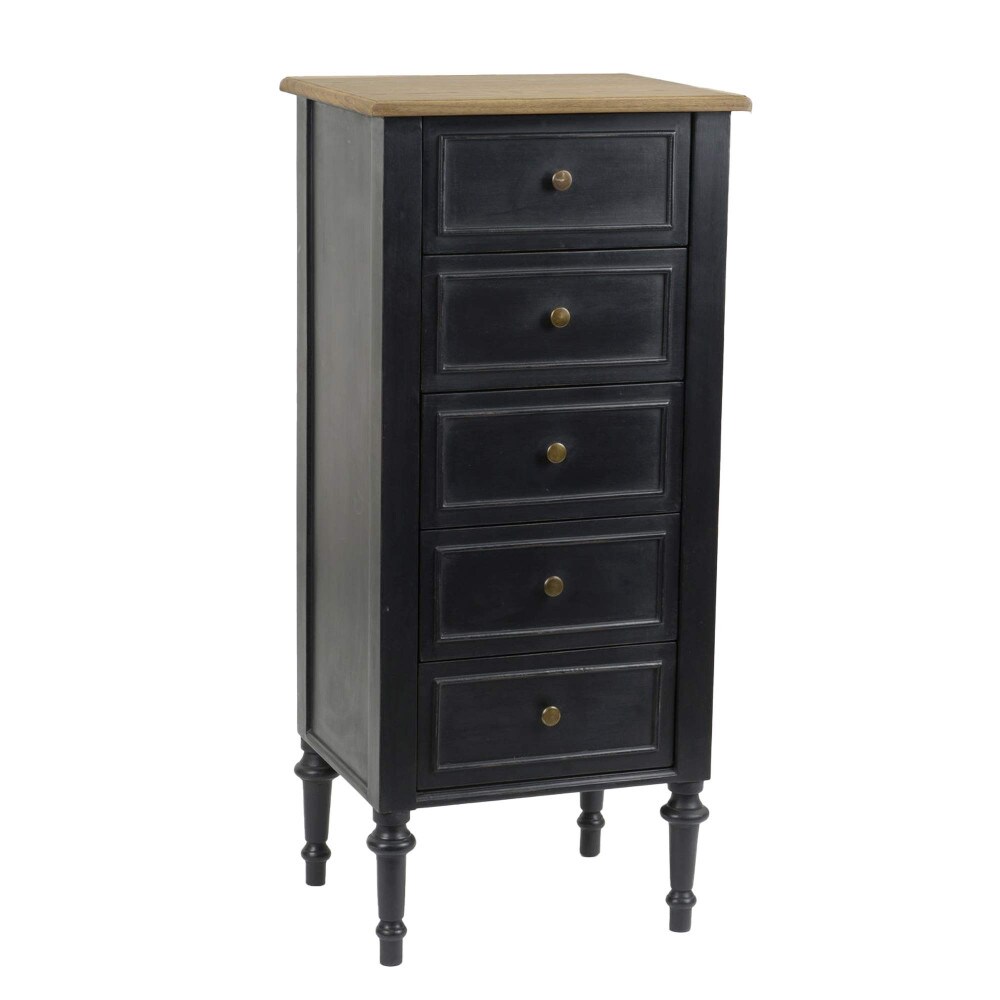 Chiffonnier 5 tiroirs New Légende -  Noir Rectangulaire Bois Amadeus 40.00x54.00 cm