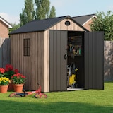 thumbnail of Hoggar – Casetta da giardino in resina 3,62 m² Oak O40 – Pavimento incluso – Finestra laterale – Effetto legno premium – Doppia porta ampia