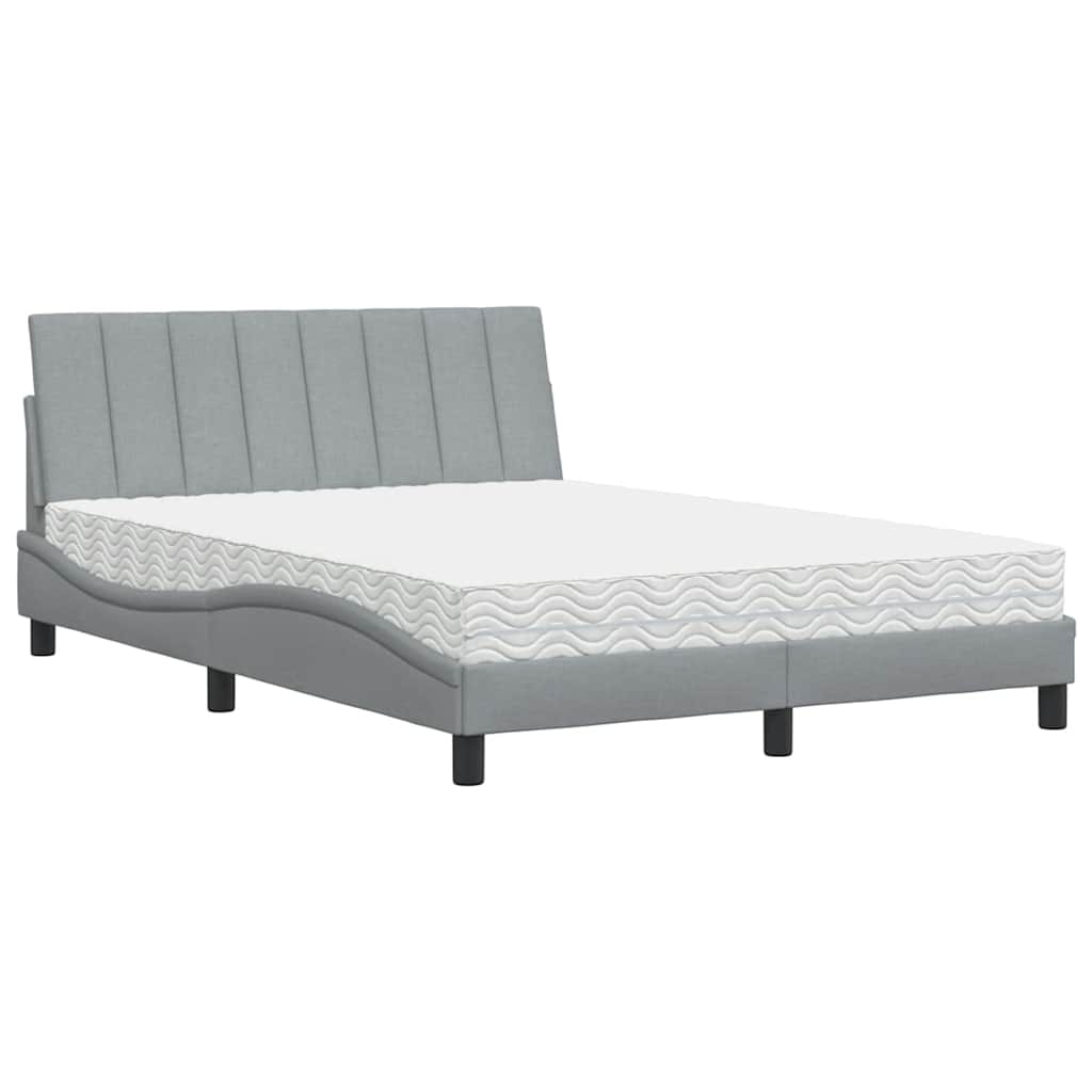 vidaXL Bett mit Matratze "Hanko" Hellgrau 140x200 cm Stoff