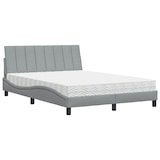 thumbnail of vidaXL Bett mit Matratze "Hanko" Hellgrau 140x200 cm Stoff