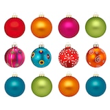 thumbnail of Weihnachtskugeln Glas 4-8cm mit Motiv 40er Set in Kartonbox - bunte Christbaumkugeln - einfarbige und gemusterte Weihnachtsbaumkugeln Mille Fiori Mix