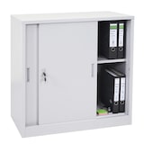 thumbnail of Archivador Boston HWC-F41, armario de acero para oficina, con puertas correderas con cerradura 90x90x45cm ~ gris
