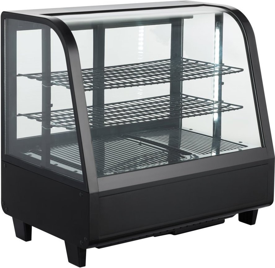 Theken-Kühlvitrine 68,2x45x67,5h cm Glas gebogen 4-seitig schwarz 100 lt +2 +10 °C