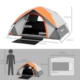 thumbnail of Outsunny tienda de campaña para 2 personas tienda de camping plegable con ventana y bolsa de transporte impermeable 3000 mm 210x150x110 cm gris