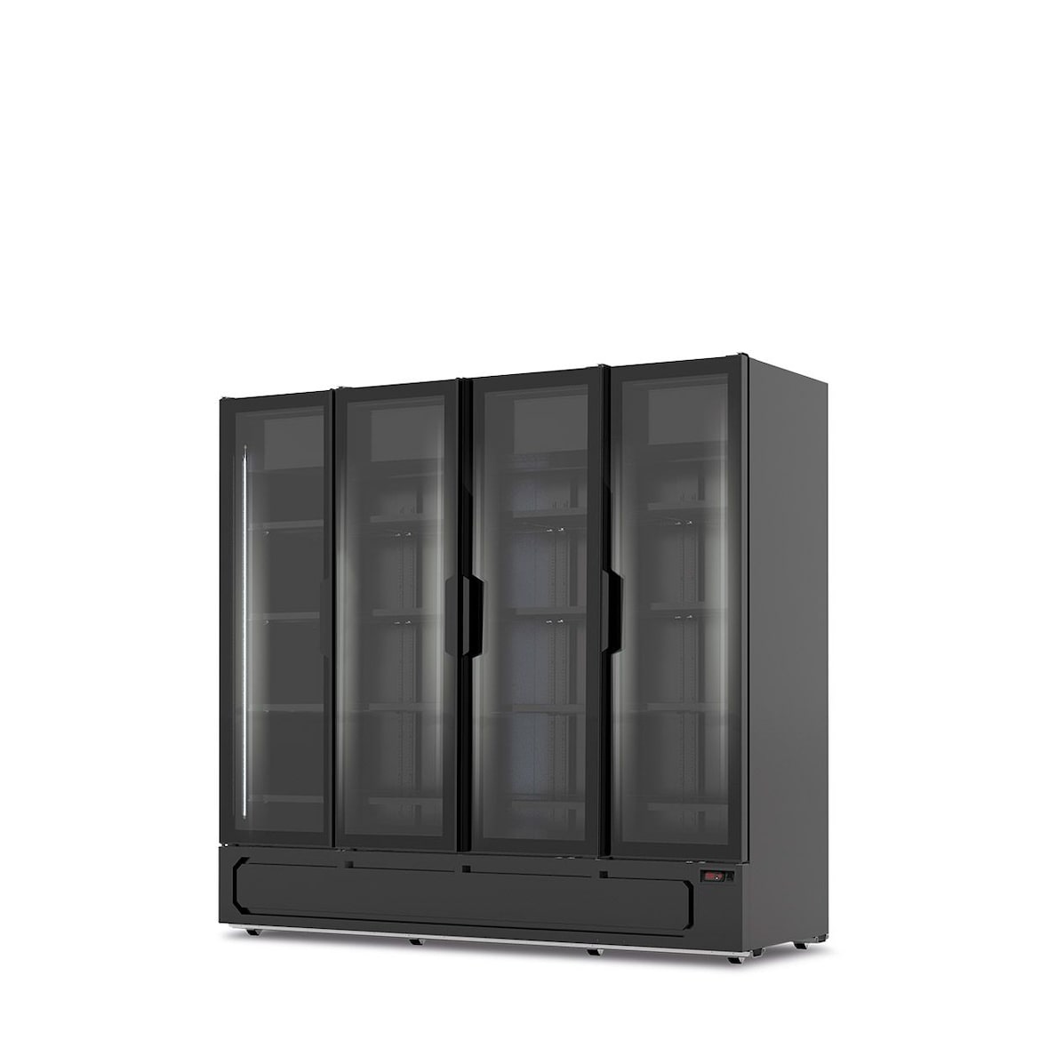 Armadio murale 4 porte ventilato temperatura positiva. Porte vetro a sfioro. Illuminazione a led. Temperatura +1°C/+10°C. Modello MILANO1910BLK