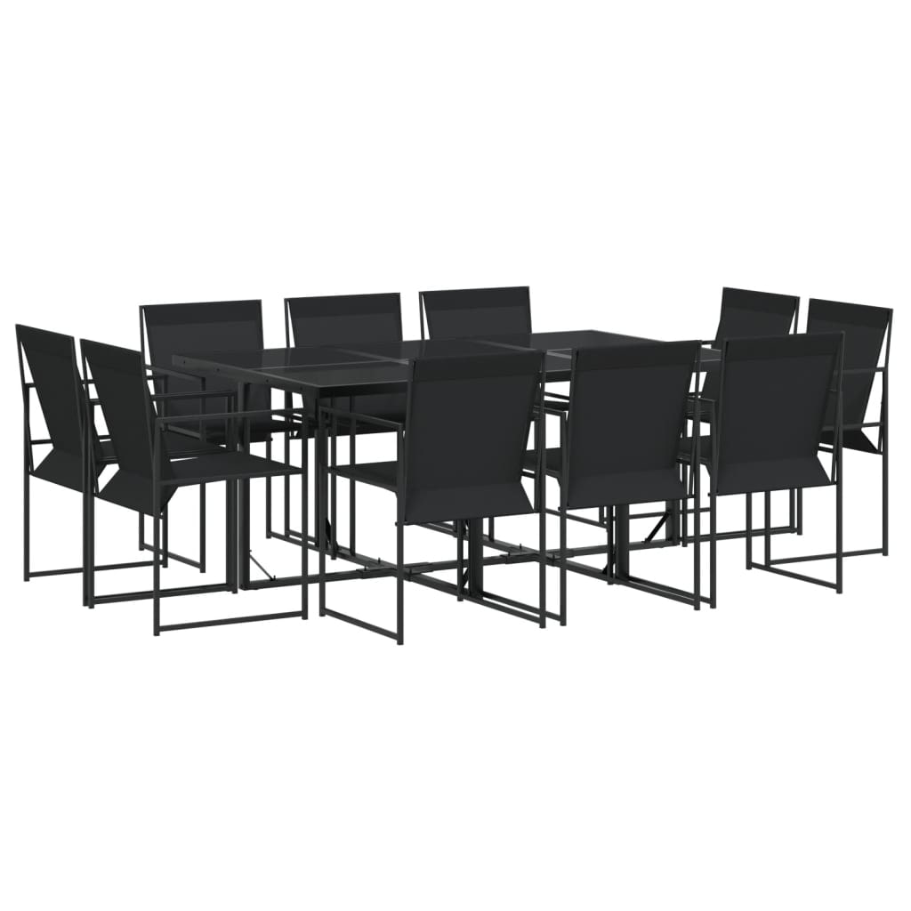 Set Da Pranzo Da Giardino 11 Pz Nero In Textilene