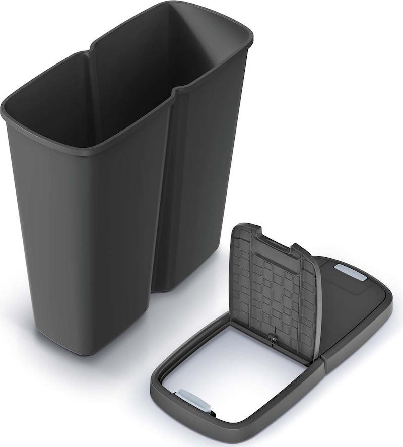 KEDEN® Mülleimer Küche 50L 2 Fächer mit Deckel Grau Grün