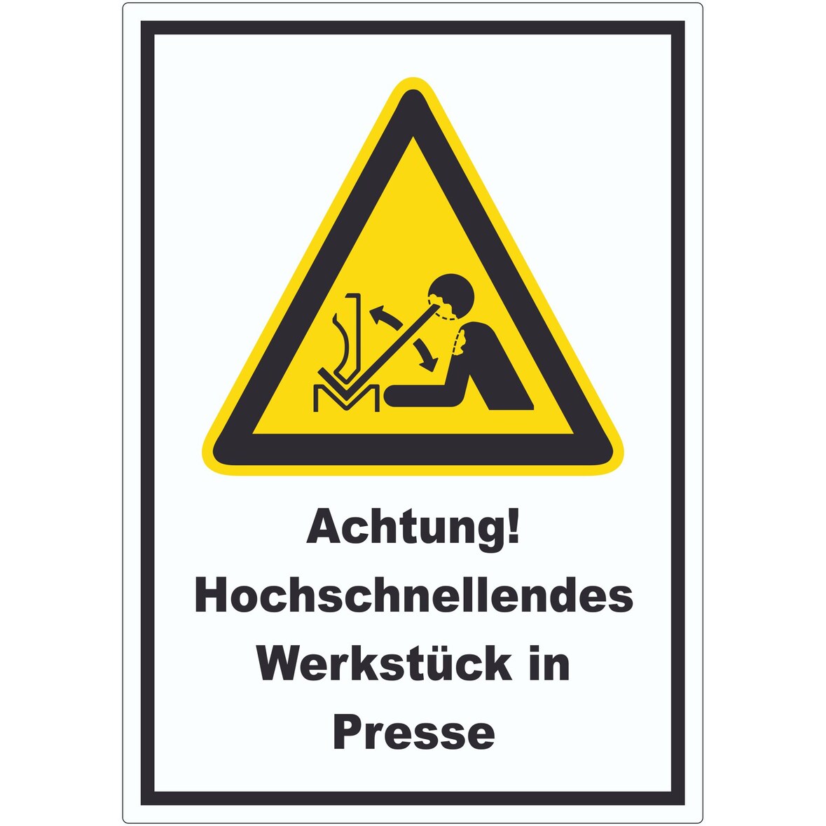Achtung Hochschnellendes Werkstück in Presse Aufkleber A9 (37x52mm)