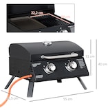 thumbnail of Barbacoa de Mesa a Gas Plegable con 2 Quemadores Parrilla de Gas Portátil con Tapa Acero a Carbono para Camping Picnic al Aire Libre 55x46,5x41 cm