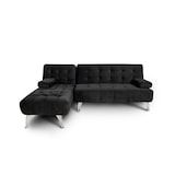thumbnail of Sofá chaise longue AROA-XS, terciopelo de 3 plazas convertible en cama, color NEGRO, 198x150cm