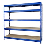 thumbnail of PROREGAL Profi Schwerlastregal RHINO | HxBxT 180x200x60cm | 5 Spanplatten-Ebenen 8mm | Fachlast 500kg | Blau | Stecksystem Lagerregal Regalsystem
