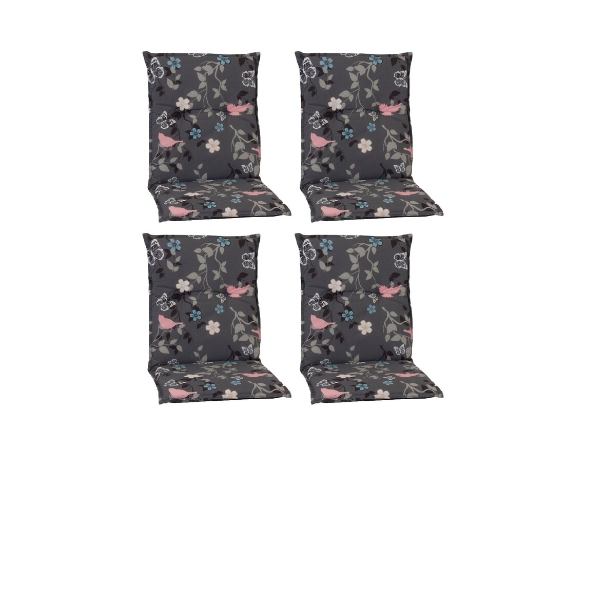 beo Niedriglehner Saumauflage im 4er Set Niedriglehner Bregenz, grau mit Blümchen