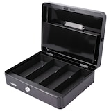 thumbnail of HMF Geldkassette abschließbar, Kasse mit 8 Münzfächern und 4 Geldscheinmulden, 30 x 24 x 9 cm, schwarz