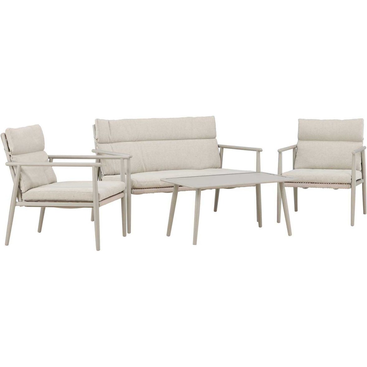 Ensemble canapé, fauteuils et table en acier Mazzaro beige Venture Home